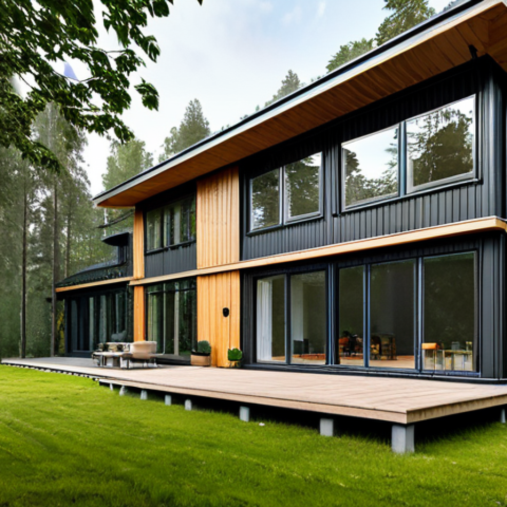 아키텍처 설계의 경제적 효과 분석 - **

"Modern sustainable Swedish house exterior, featuring a well-maintained facade with natural wood...
