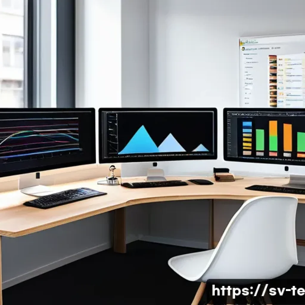 신경망 아키텍처의 유지 보수 전략 - A detailed, modern data science workspace featuring a large multi-monitor setup displaying TensorBoa...