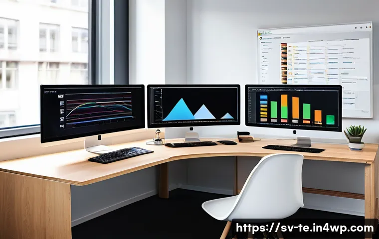 신경망 아키텍처의 유지 보수 전략 - A detailed, modern data science workspace featuring a large multi-monitor setup displaying TensorBoa...