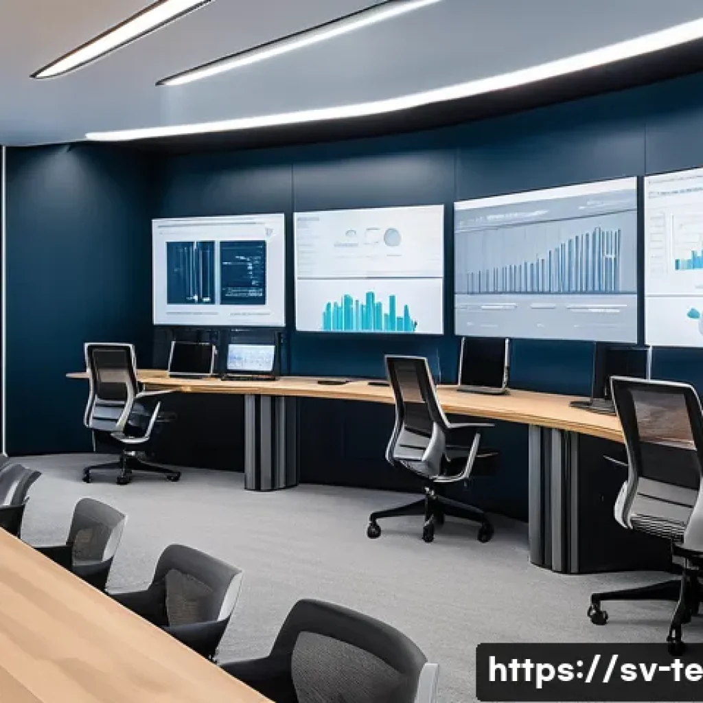 AI 프로젝트의 성공을 위한 아키텍처 설계 - A high-tech AI architecture control room featuring multiple large transparent screens displaying rea...