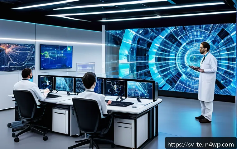 컨볼루션 신경망 아키텍처의 혁신적 접근법 - A futuristic laboratory setting focused on neural network image analysis, featuring scientists worki...